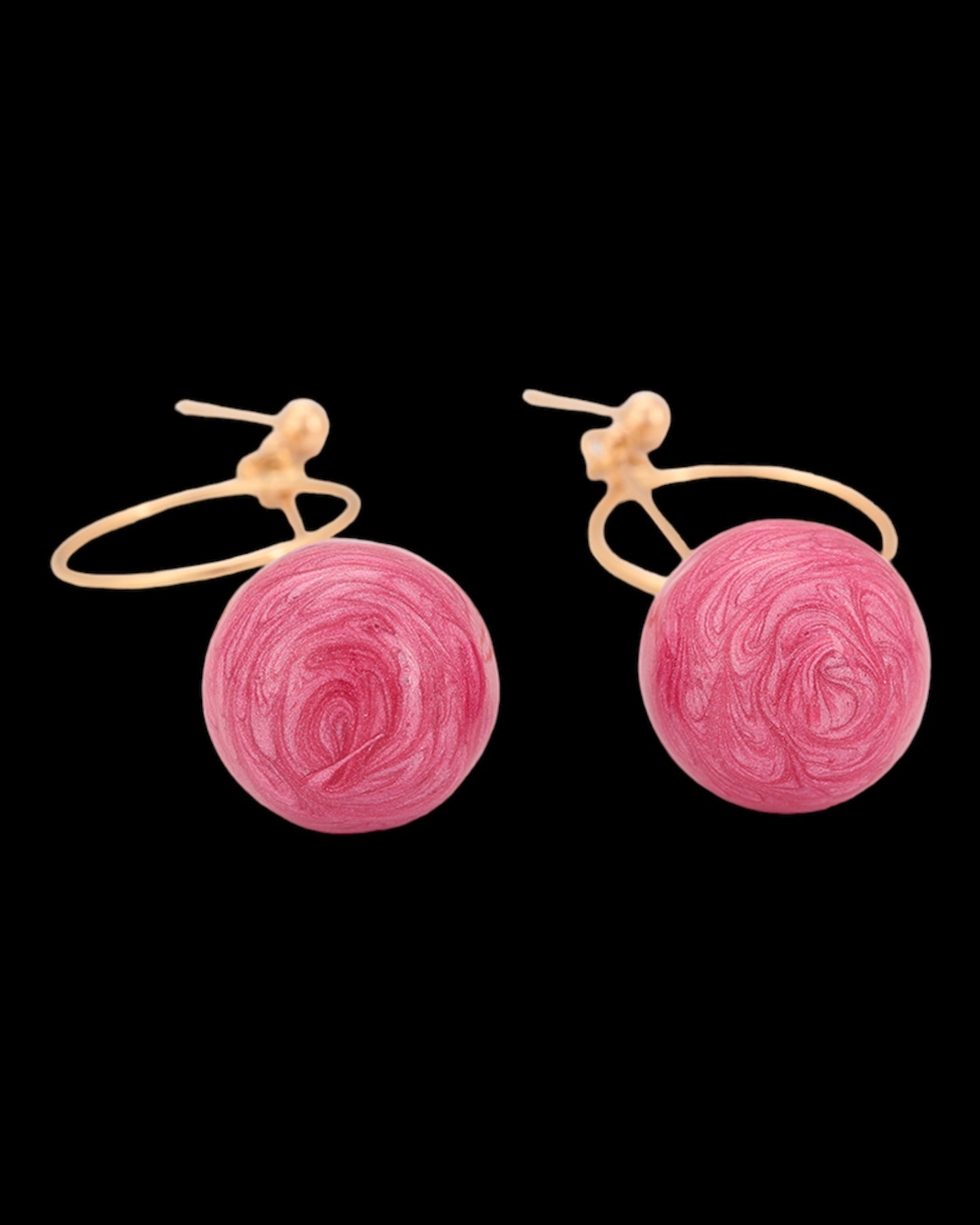 Boucles d’oreilles dorées pierres roses pendantes