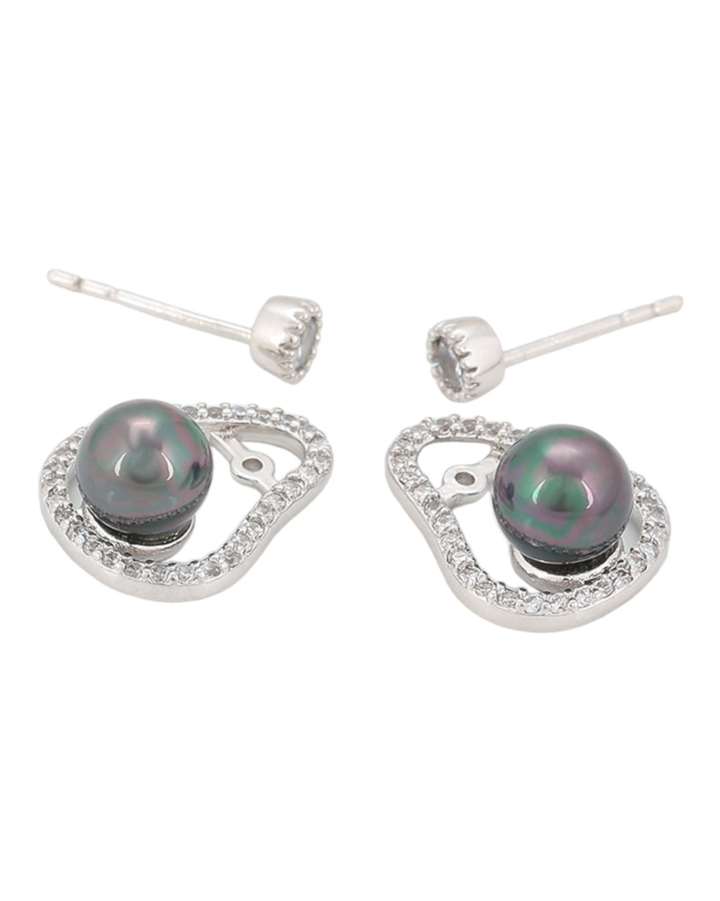 Boucles d’oreilles argentées perles anthracites