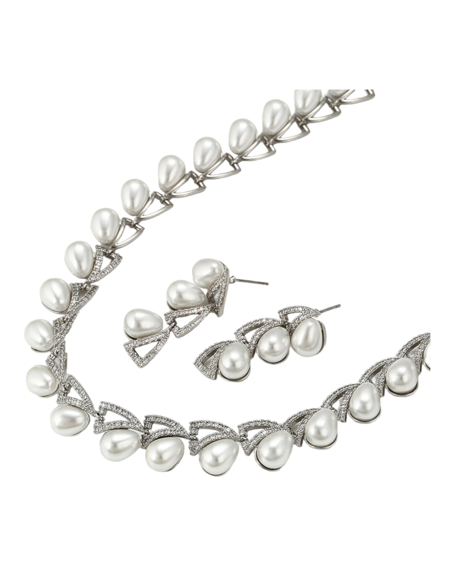 Parure Argent perles blanches YSset-455