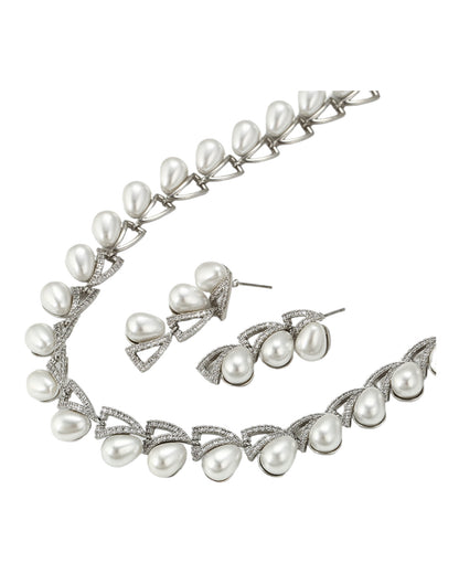 Parure Argent perles blanches YSset-455