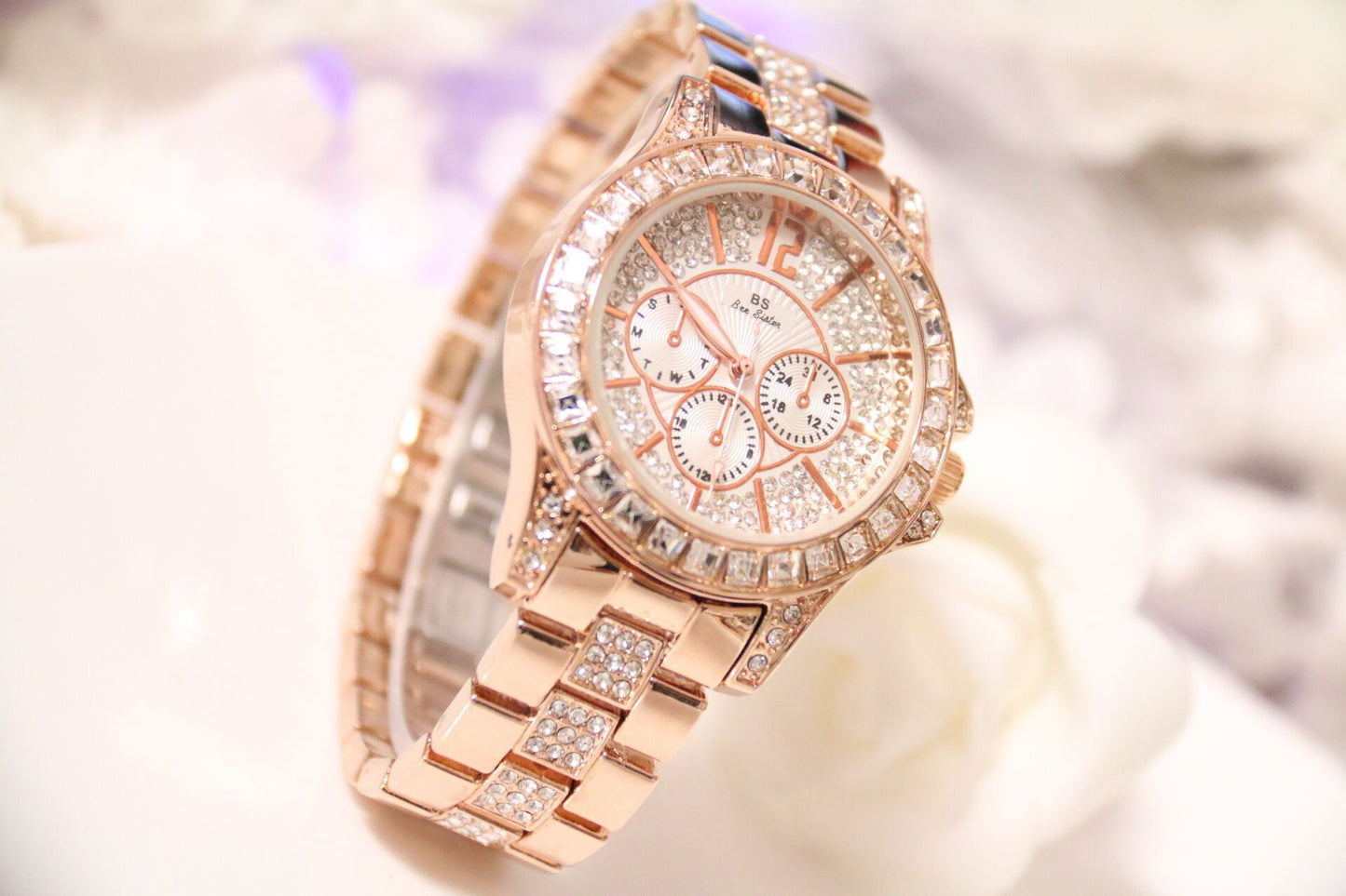 Montre dorée rose strass FA1158