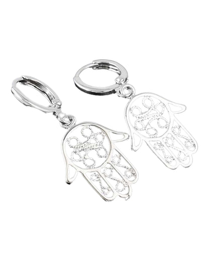 Boucles d’oreilles mains argentées