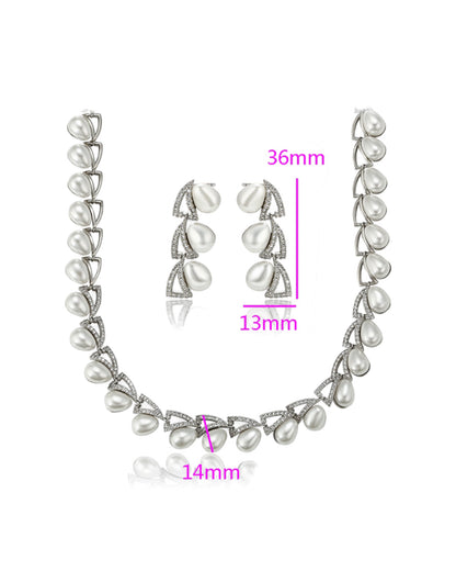 Parure Argent perles blanches YSset-455