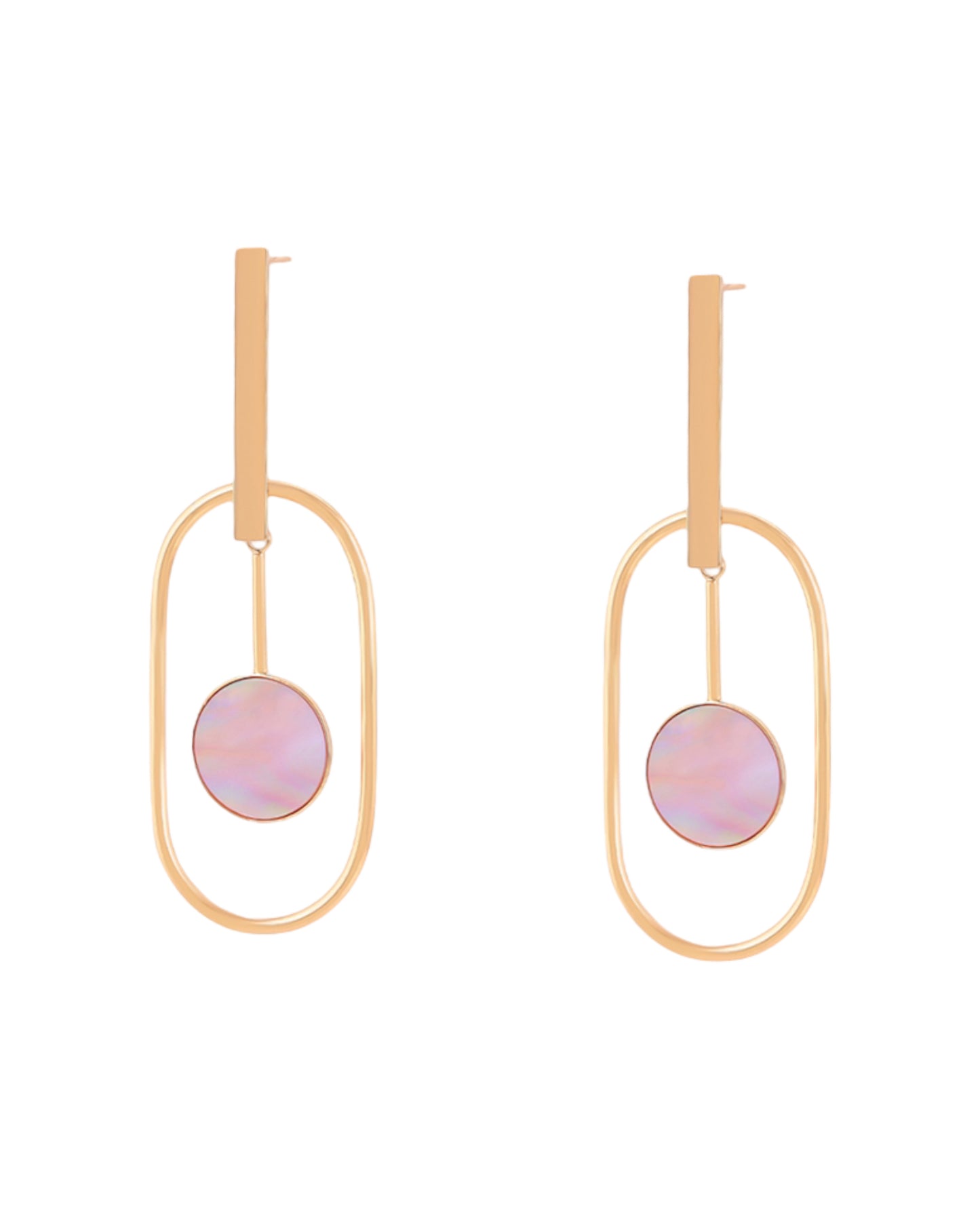 Boucles d’oreilles Pierres roses pendantes