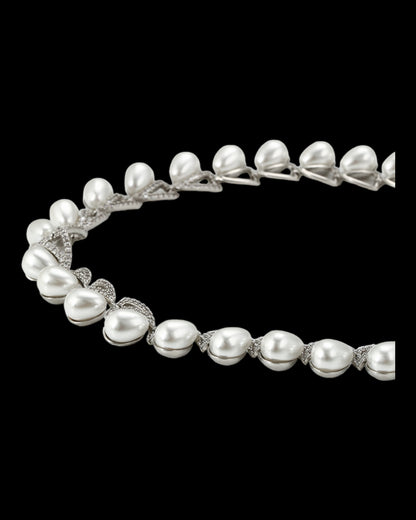 Parure Argent perles blanches YSset-455