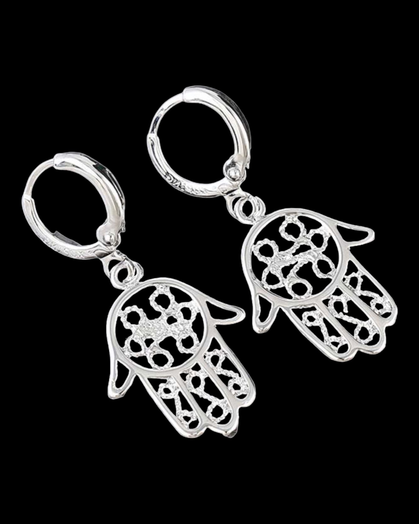 Boucles d’oreilles mains argentées