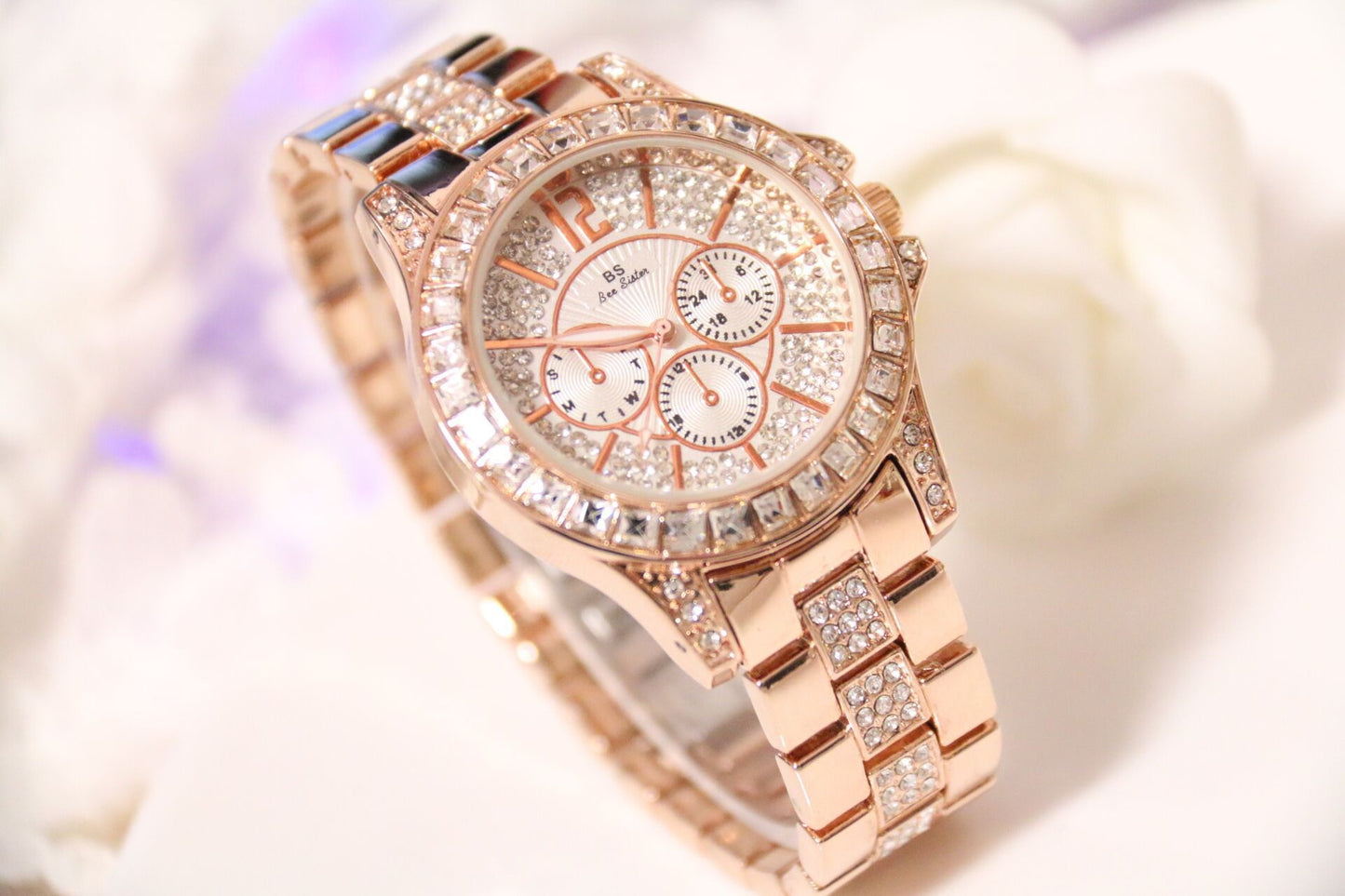 Montre dorée rose strass FA1158