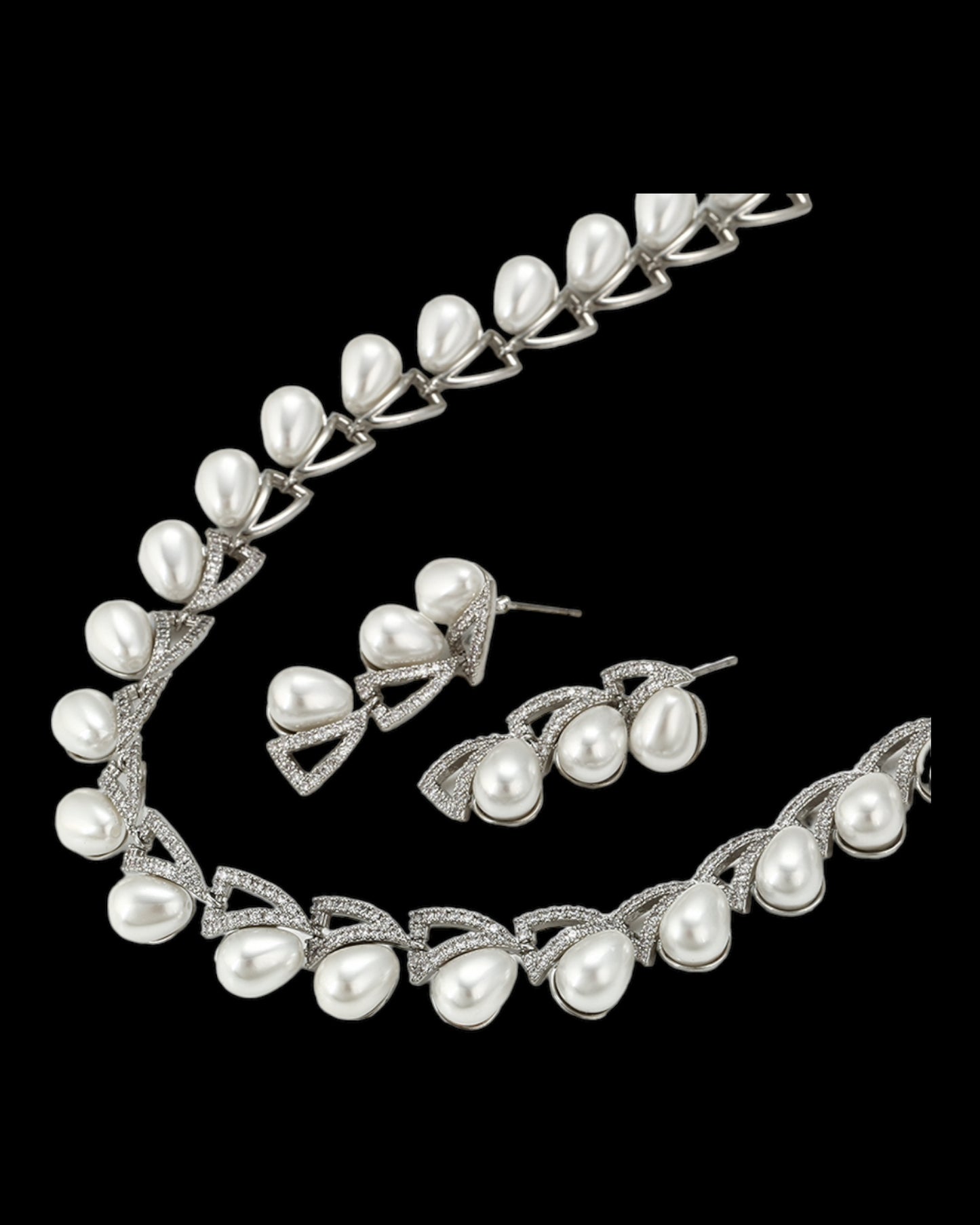 Parure Argent perles blanches YSset-455