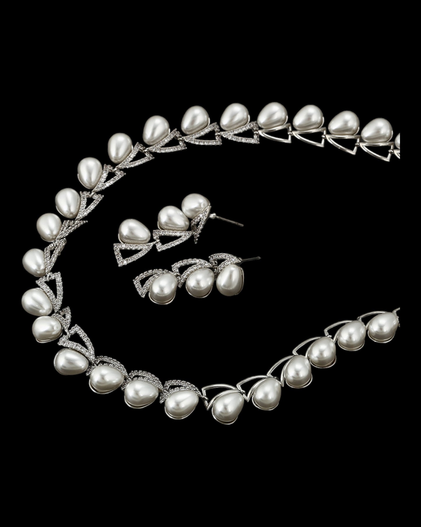 Parure Argent perles blanches YSset-455