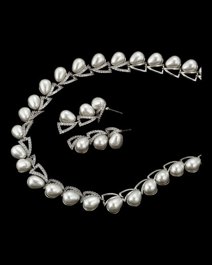 Parure Argent perles blanches YSset-455