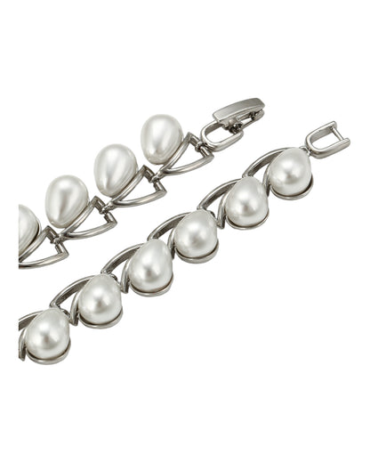 Parure Argent perles blanches YSset-455