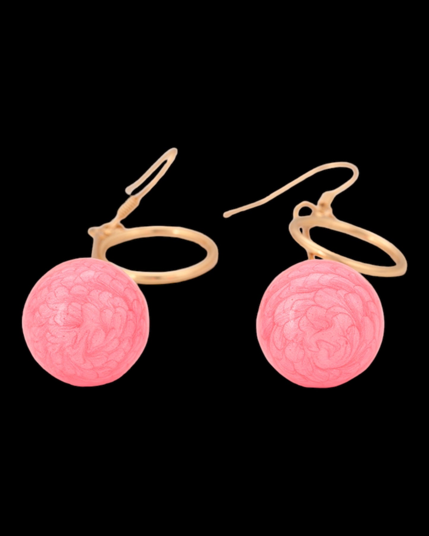 Boucles d’oreilles dorées pierres roses pendantes