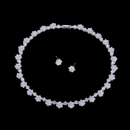 Parure argentée pierres floral blanches YS set-545