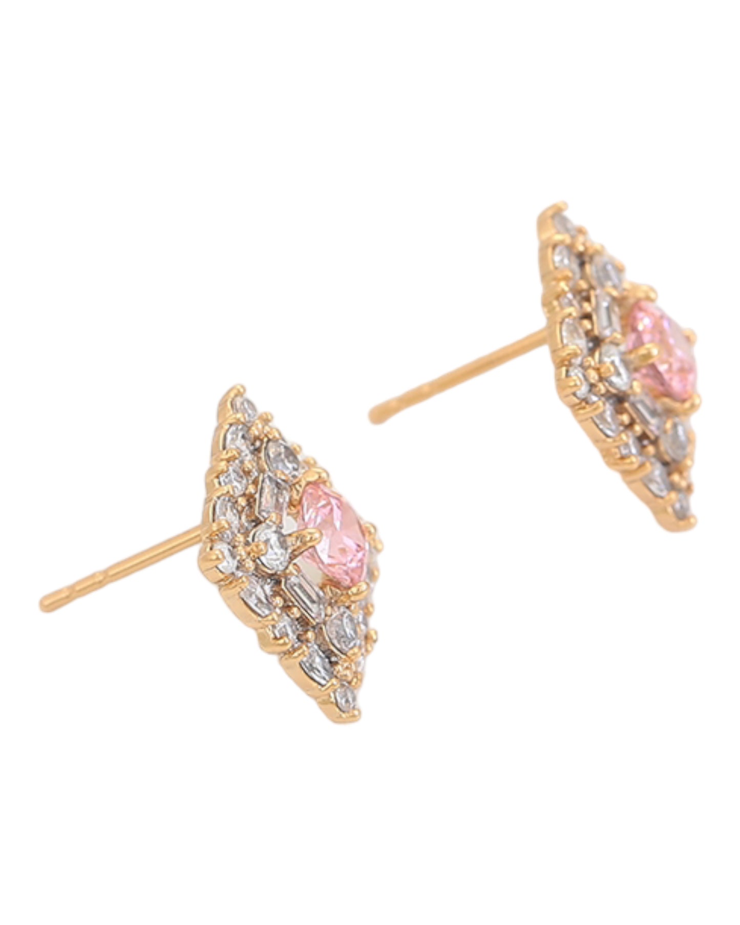 Clous d’oreilles carré pierres rose et blanches