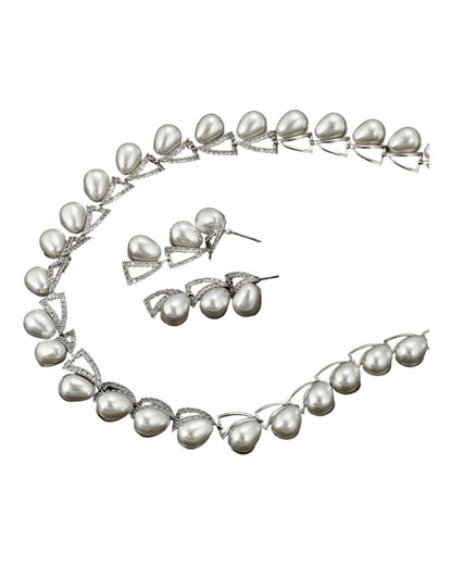 Parure Argent perles blanches YSset-455