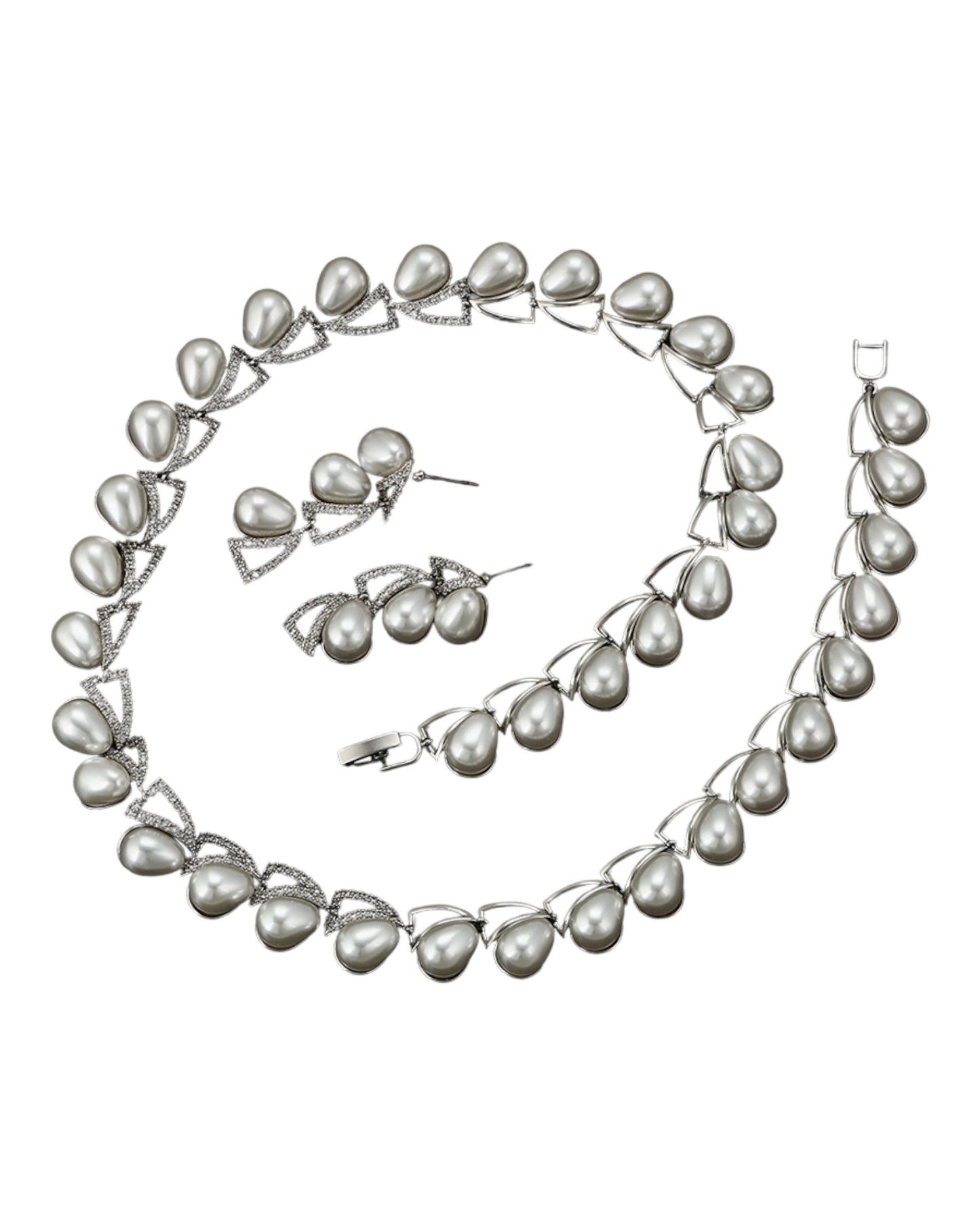 Parure Argent perles blanches YSset-455