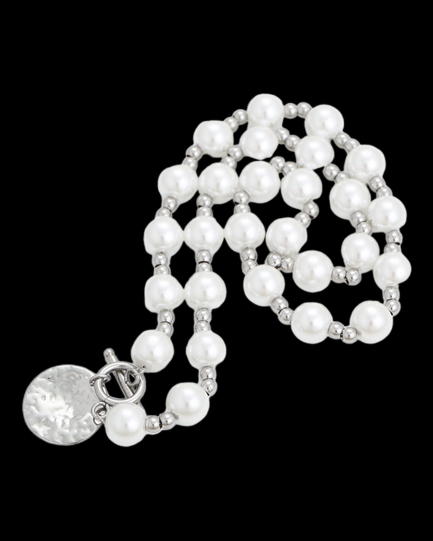 Collier à perles médaillon argenté YXnecklace-01481