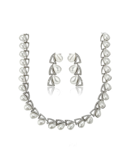 Parure Argent perles blanches YSset-455