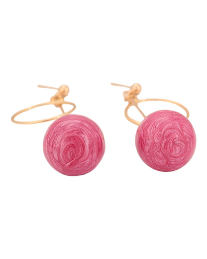 Boucles d’oreilles dorées pierres roses pendantes