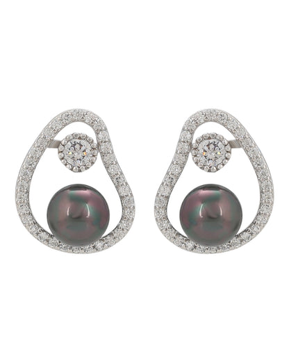 Boucles d’oreilles argentées perles anthracites