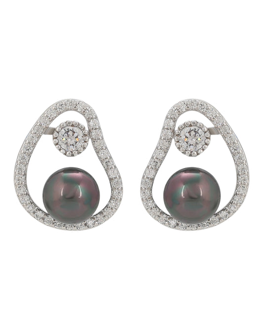 Boucles d’oreilles argentées perles anthracites