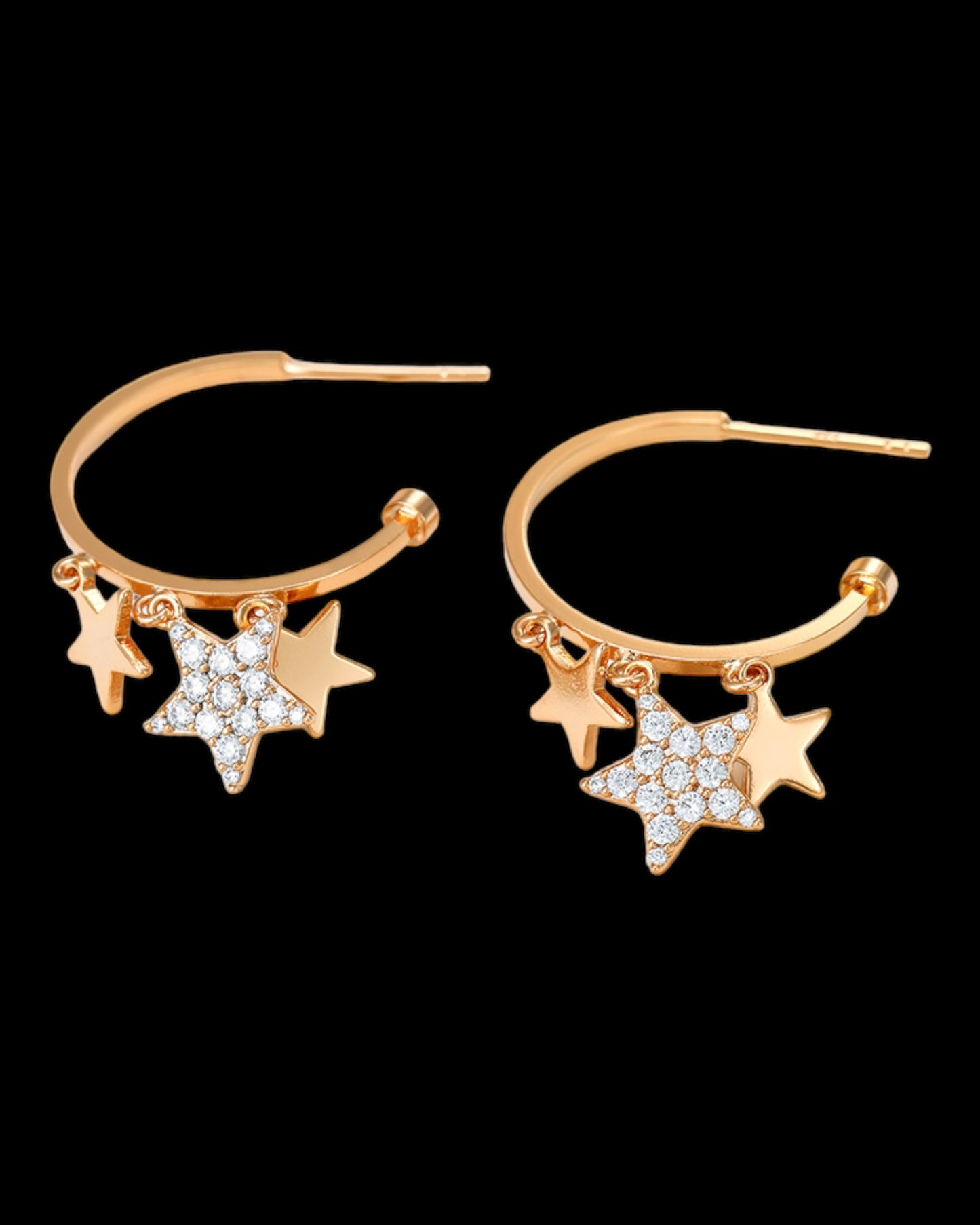 Boucles d’oreilles créoles dorées étoiles pendantes