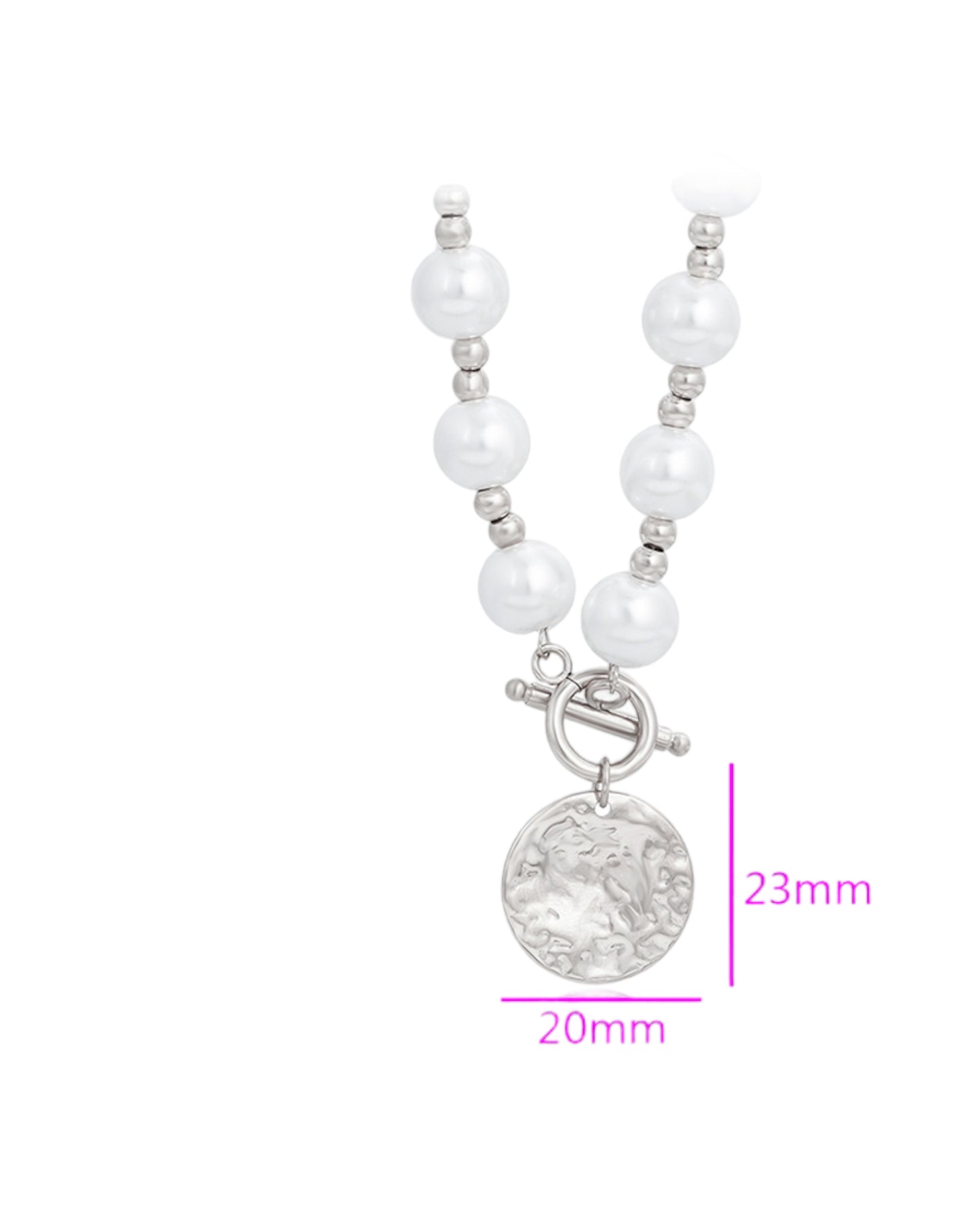 Collier à perles médaillon argenté YXnecklace-01481