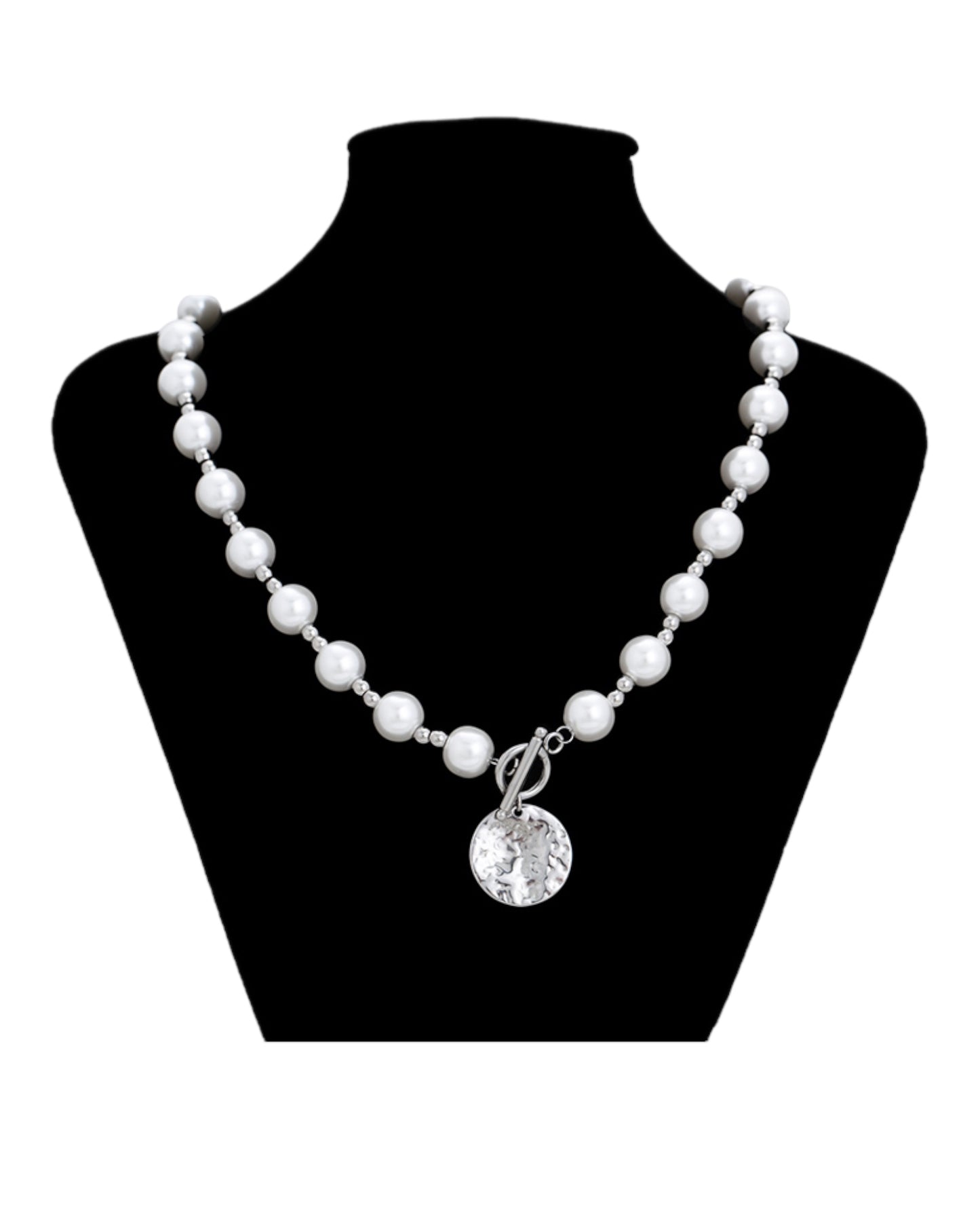 Collier à perles médaillon argenté YXnecklace-01481