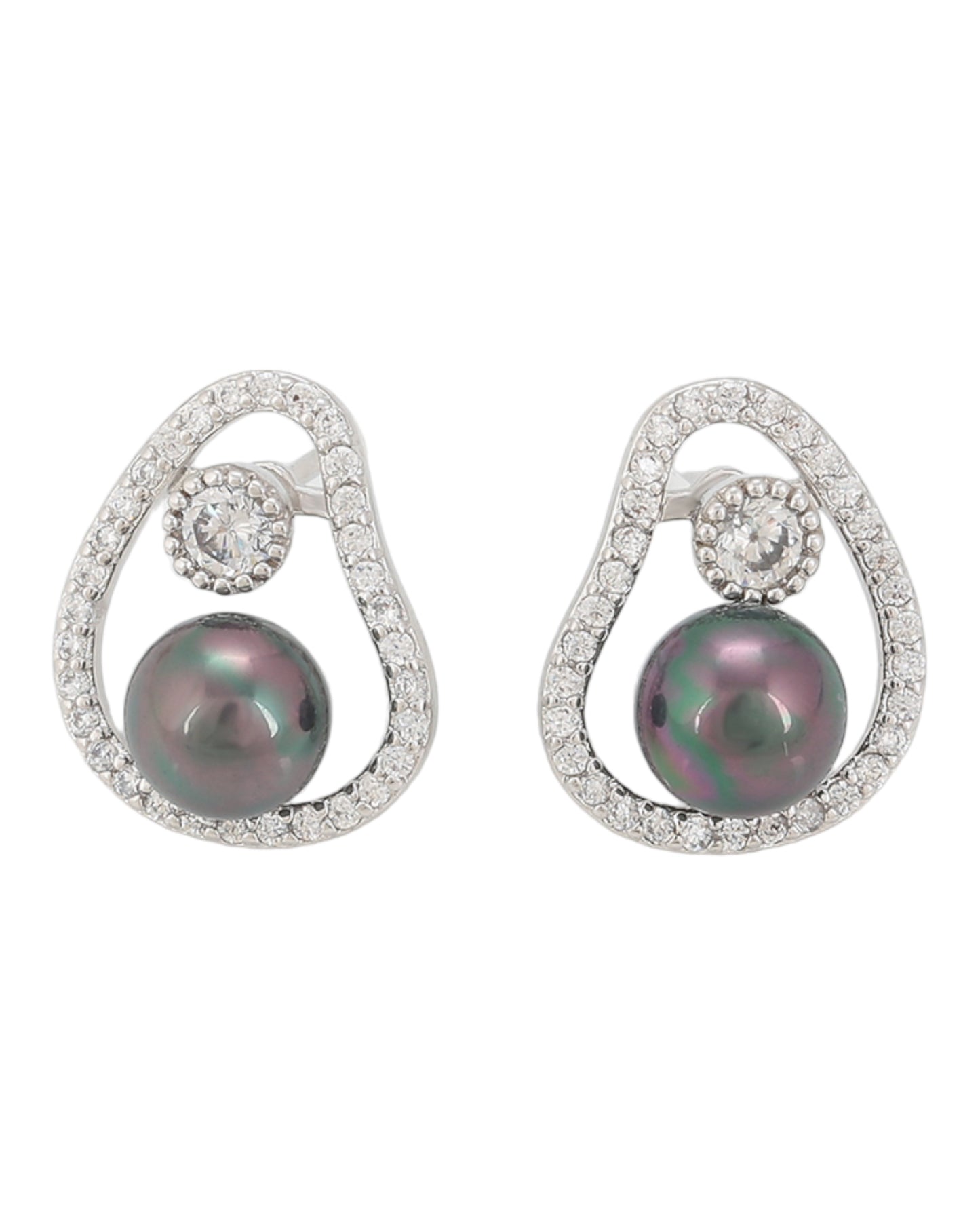 Boucles d’oreilles argentées perles anthracites