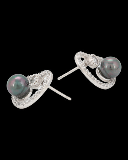 Boucles d’oreilles argentées perles anthracites