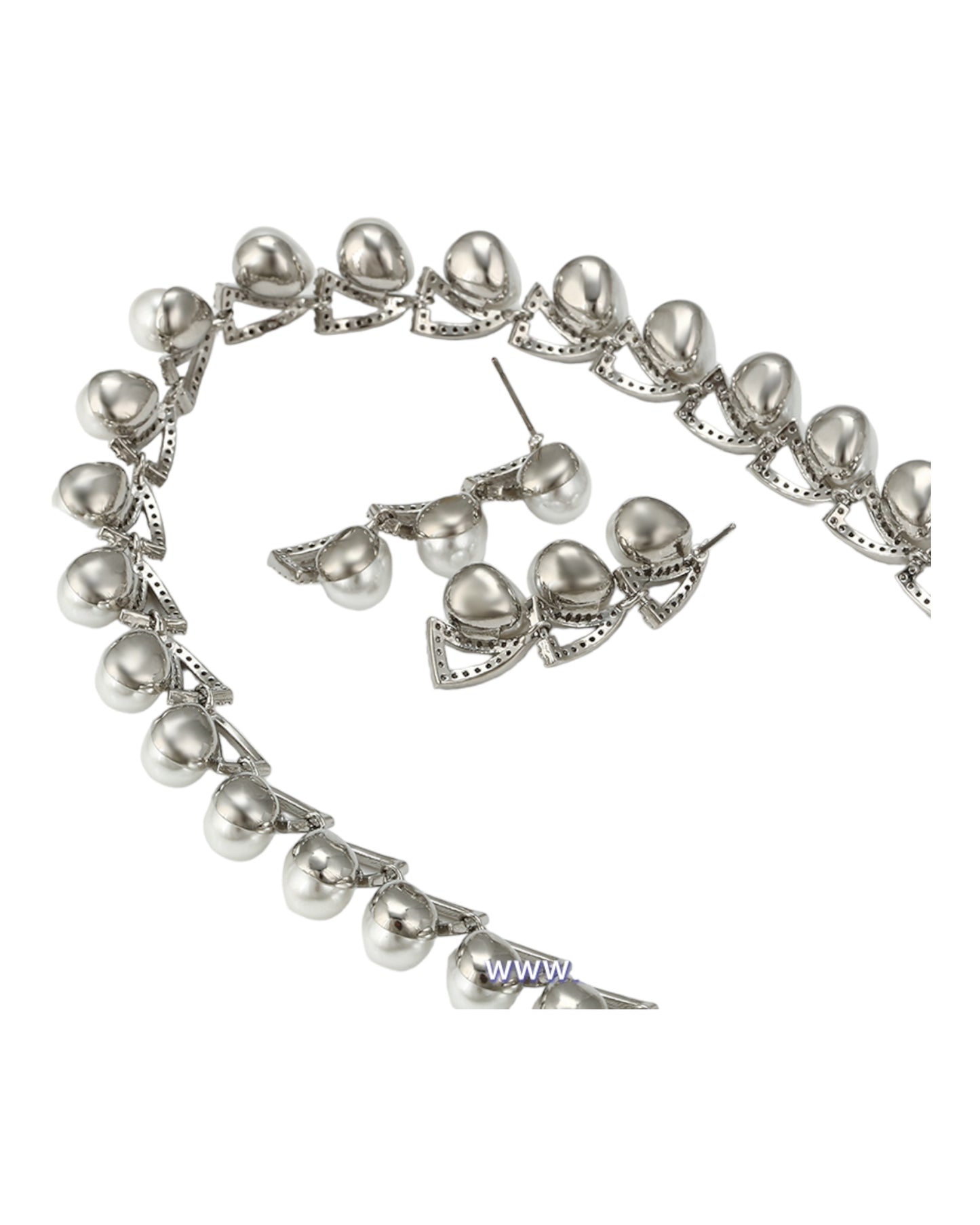 Parure Argent perles blanches YSset-455